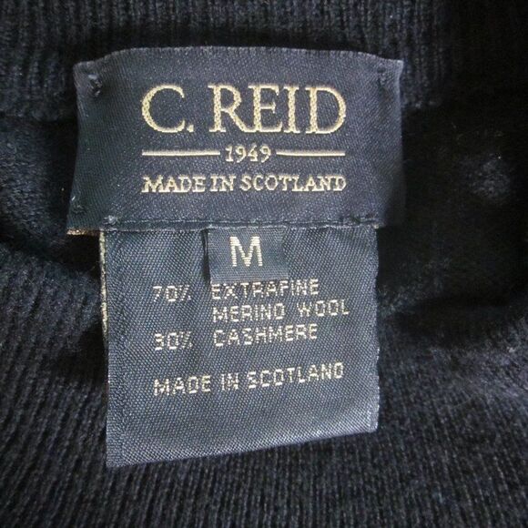 C. Reid Men Vintage Size M Black Knit Wool & Cashmere Pullover Sweater 46" Chest - Picture 3 of 10